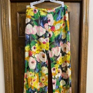 Trina Turk Floral Watercolor Wide Leg Pants